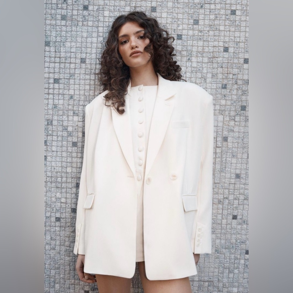 Nasty Gal Essentials Tailored Oversized Double Button Blazer Size 10 NWT $210